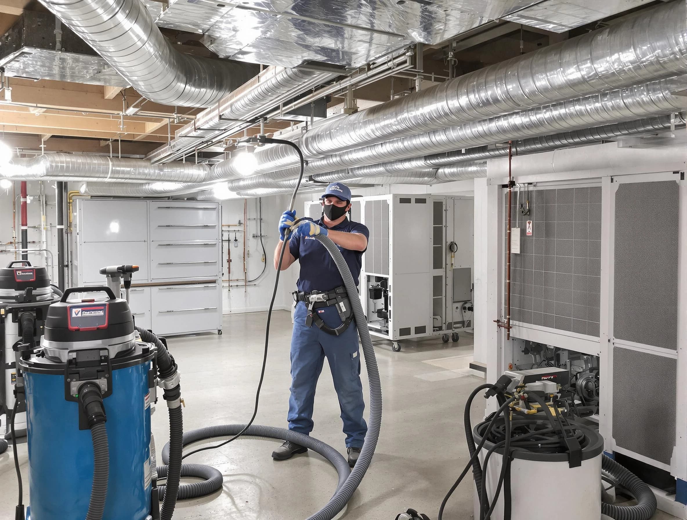 San Tan Valley Air Duct Cleaning specialist performing thorough central air duct cleaning for improved system efficiency in San Tan Valley
