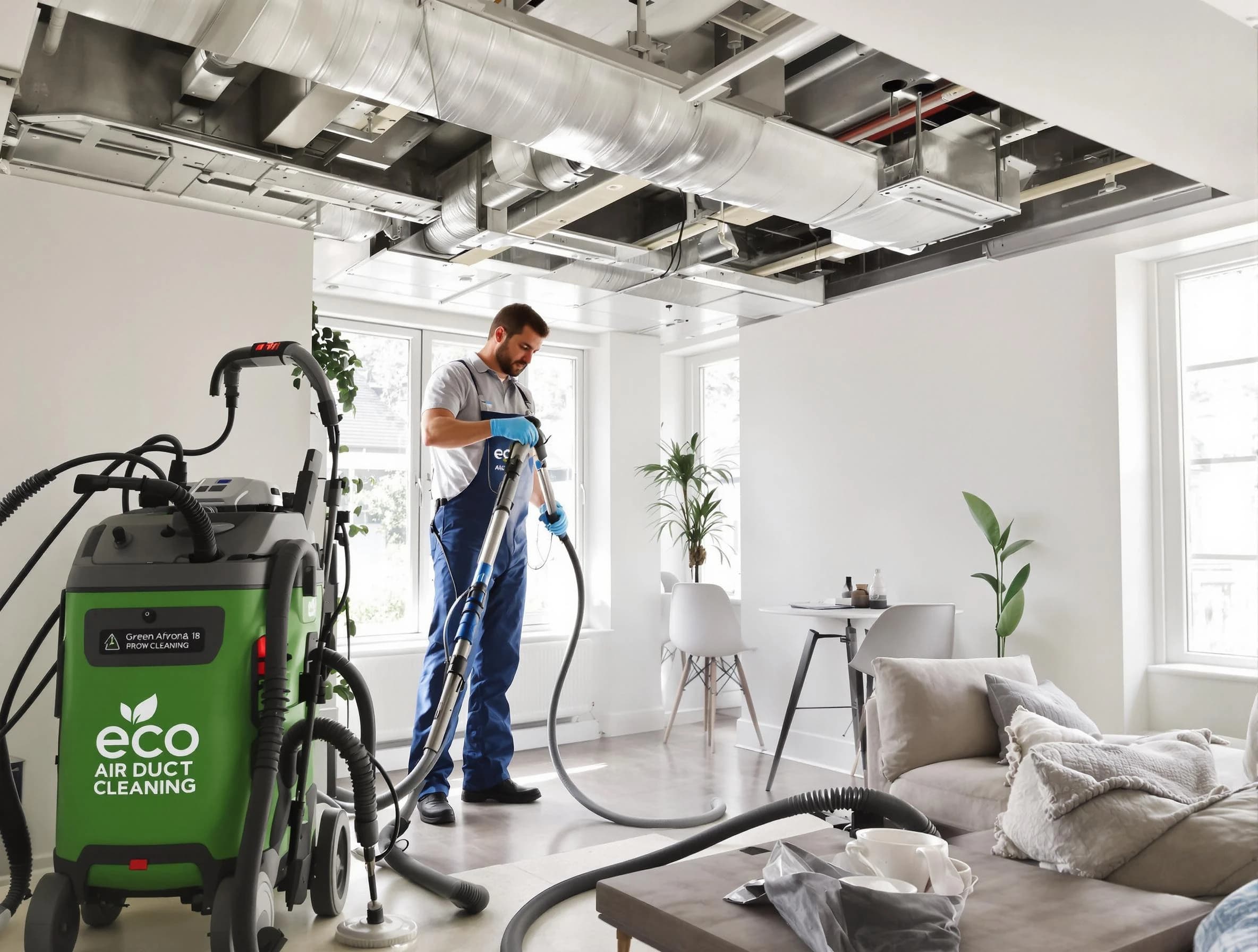 San Tan Valley Air Duct Cleaning technician performing eco-friendly duct cleaning using sustainable methods in San Tan Valley