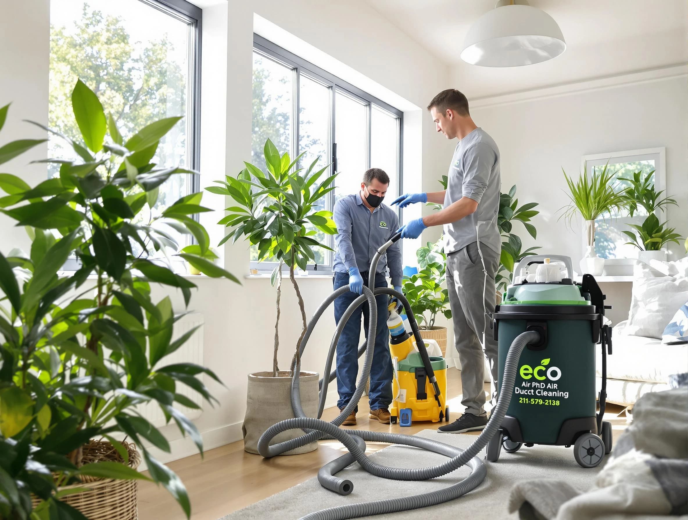 San Tan Valley Air Duct Cleaning technician performing eco-friendly duct cleaning using sustainable methods in San Tan Valley