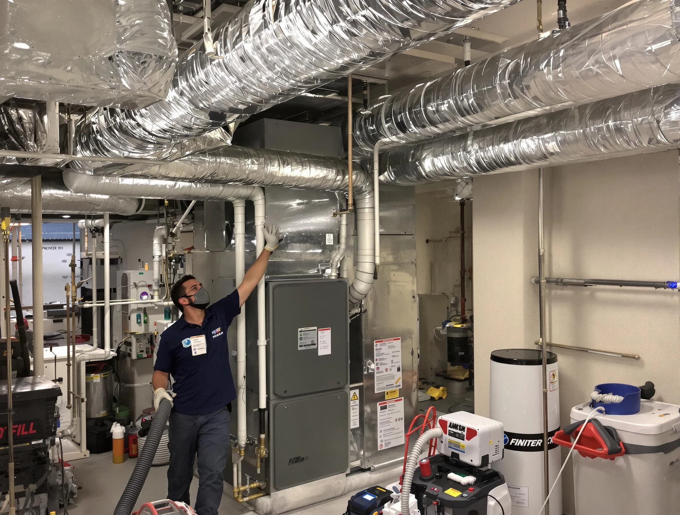 San Tan Valley Air Duct Cleaning specialist performing thorough furnace duct cleaning in a San Tan Valley residence