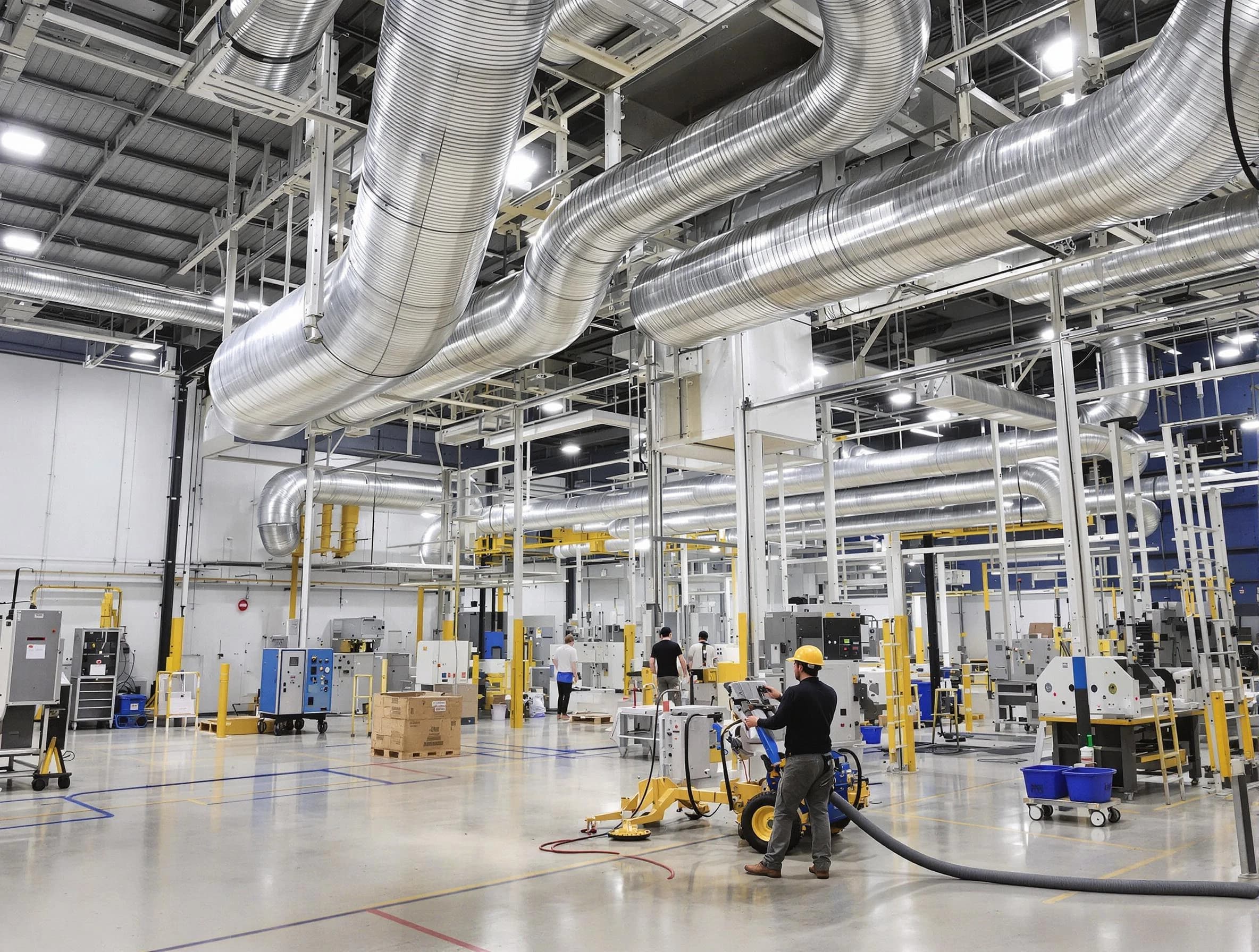 San Tan Valley Air Duct Cleaning team performing comprehensive industrial duct cleaning at a large facility in San Tan Valley