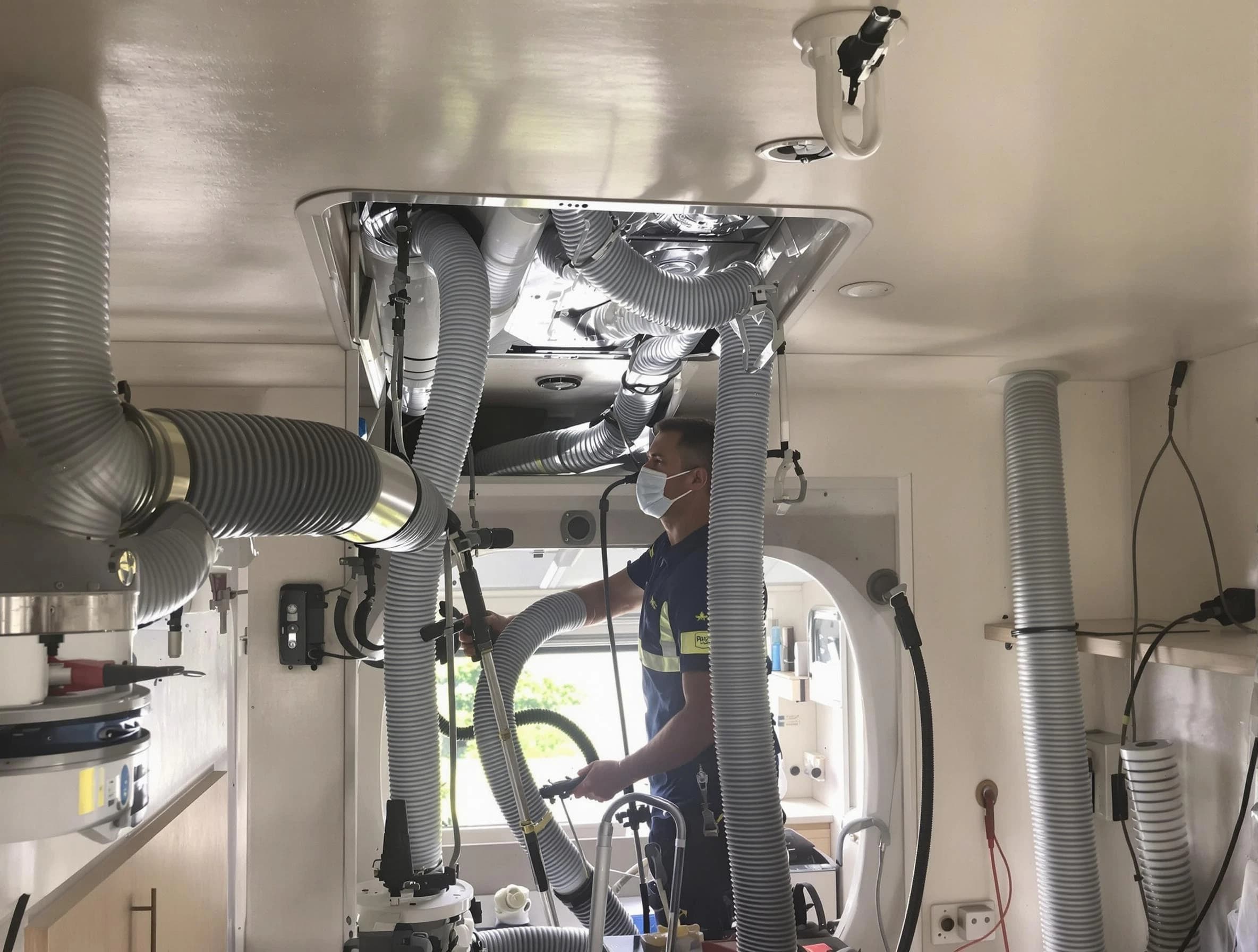 San Tan Valley Air Duct Cleaning specialist performing precise mobile home duct cleaning in San Tan Valley