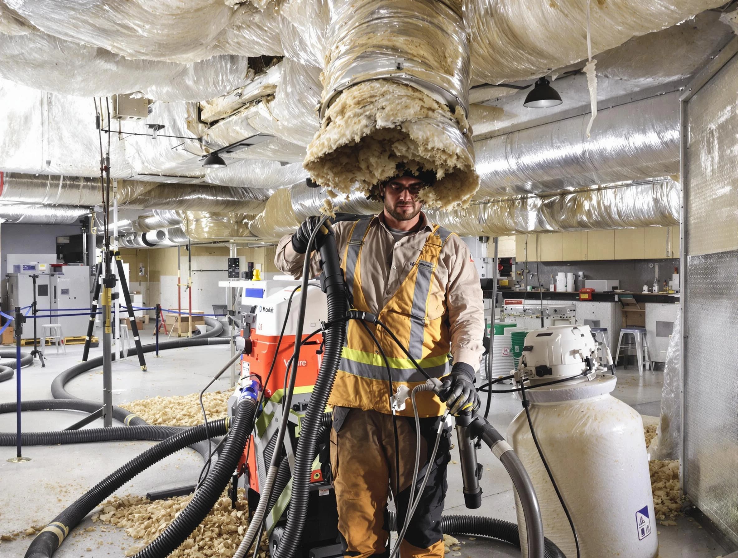 Professional vacuum insulation removal by San Tan Valley Air Duct Cleaning expert in San Tan Valley