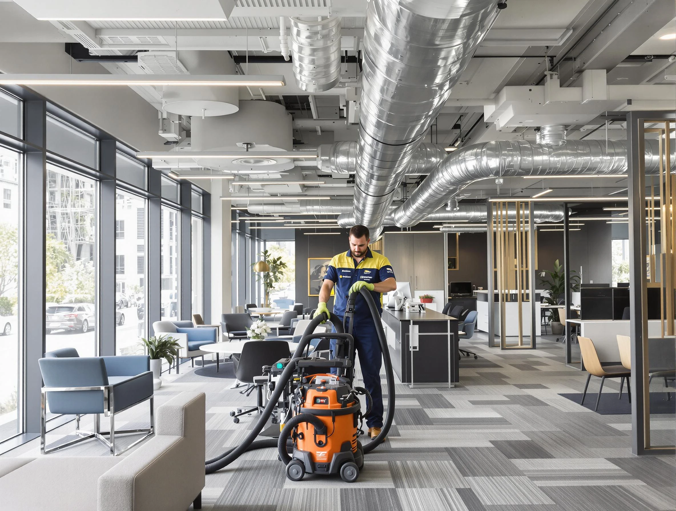 San Tan Valley Air Duct Cleaning team performing thorough commercial duct cleaning at a San Tan Valley business center